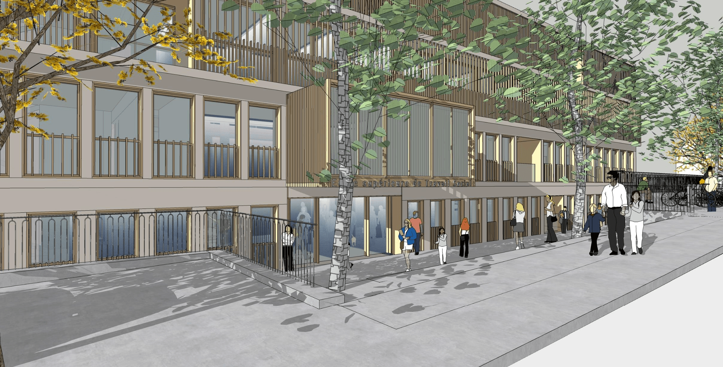 Rendu architectural de l'école ETSUP à Arcueil