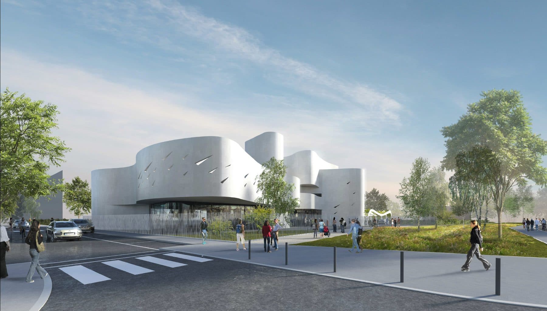Rendu de la maison des associations de Saint-Cyr-l'École, aux volumes courbes