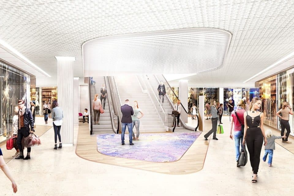 Hall intérieur du centre commercial Saint-Sever à Rouen